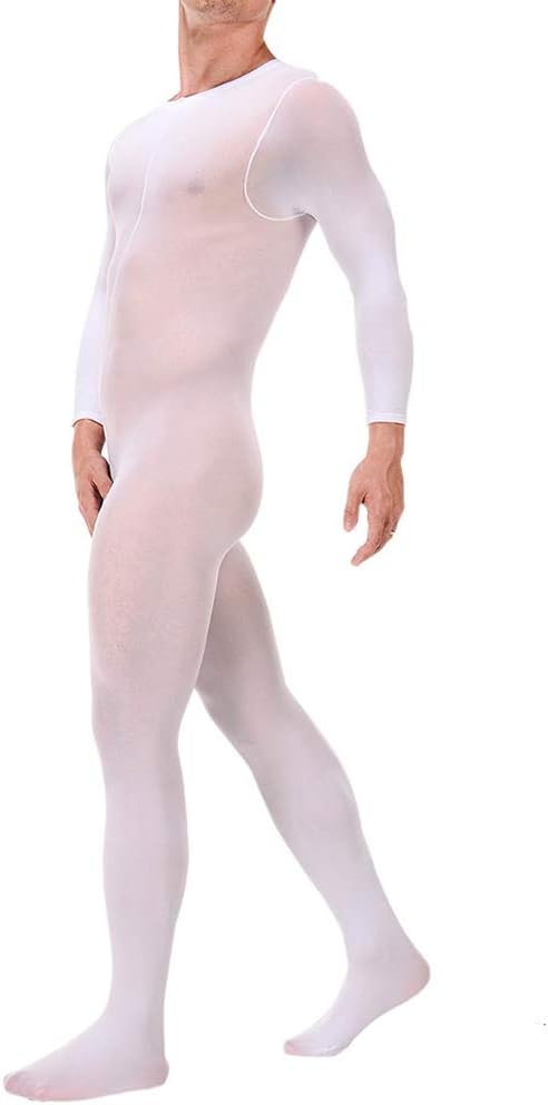 Image of Plus size men's sexual fun one-piece stockings set long sleeve JJ set open gay socks full wrap stockings 8002
